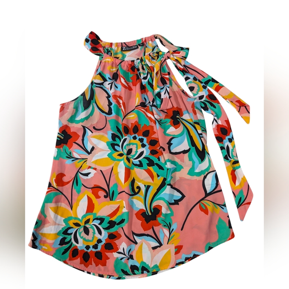 7th Avenue Design Studio New York & Company Floral Halter Tank Top Size Small